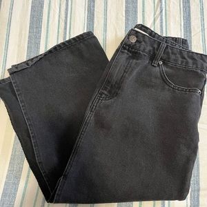 Black Denim midi skirt